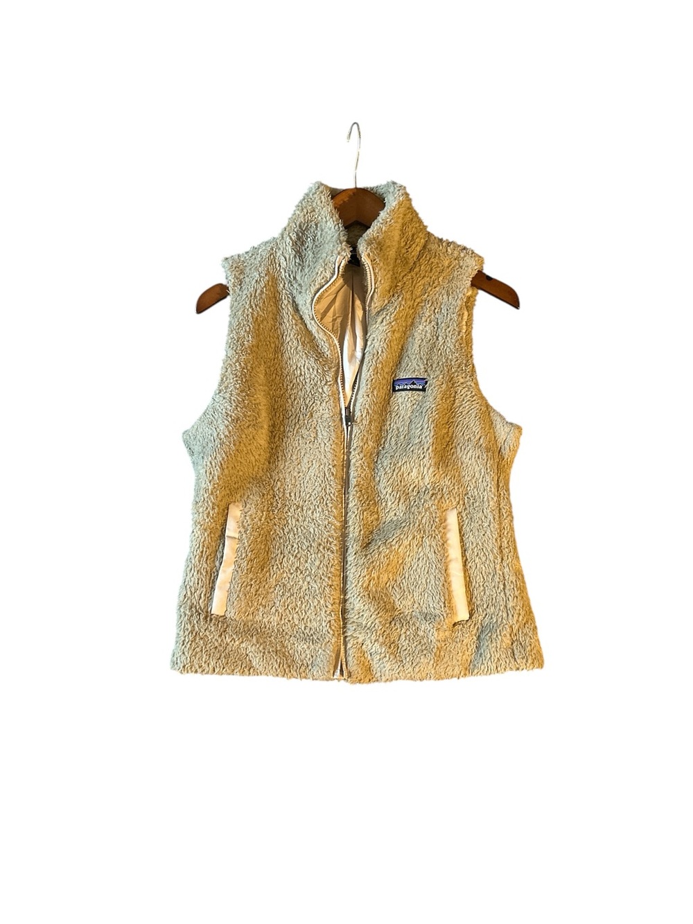Patagonia Womens Cream Sherpa Vest with Zip
